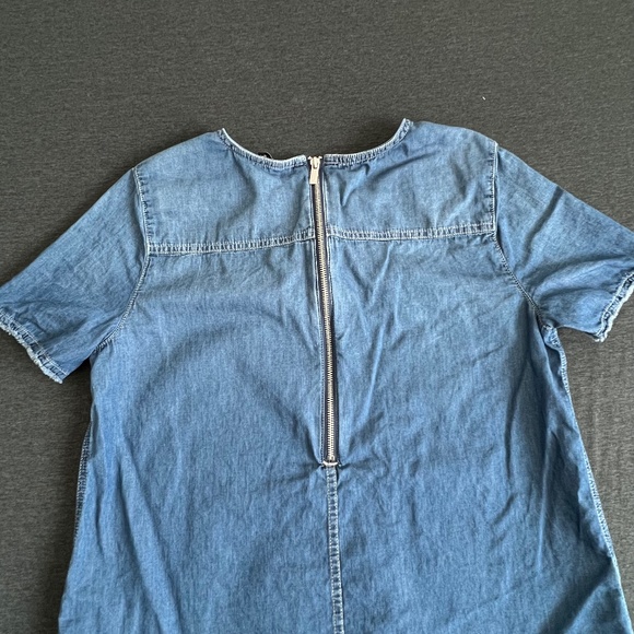 Calvin Klein Jeans Short Sleeve Chambray Zip Mini Dress Size Large - Picture 3 of 14